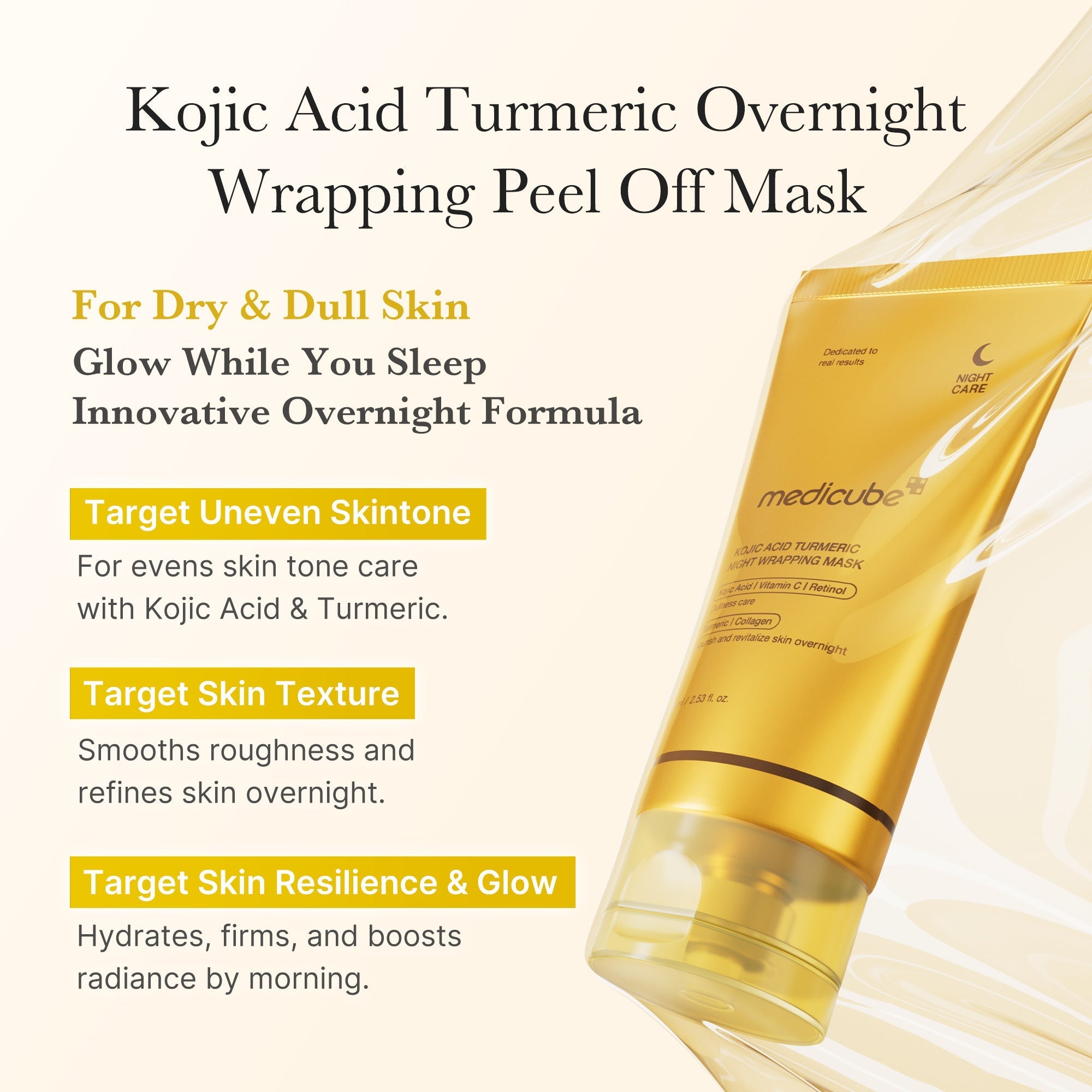 Masque Nuit Curcuma Kojique Réduit Acné & Taches Brunes