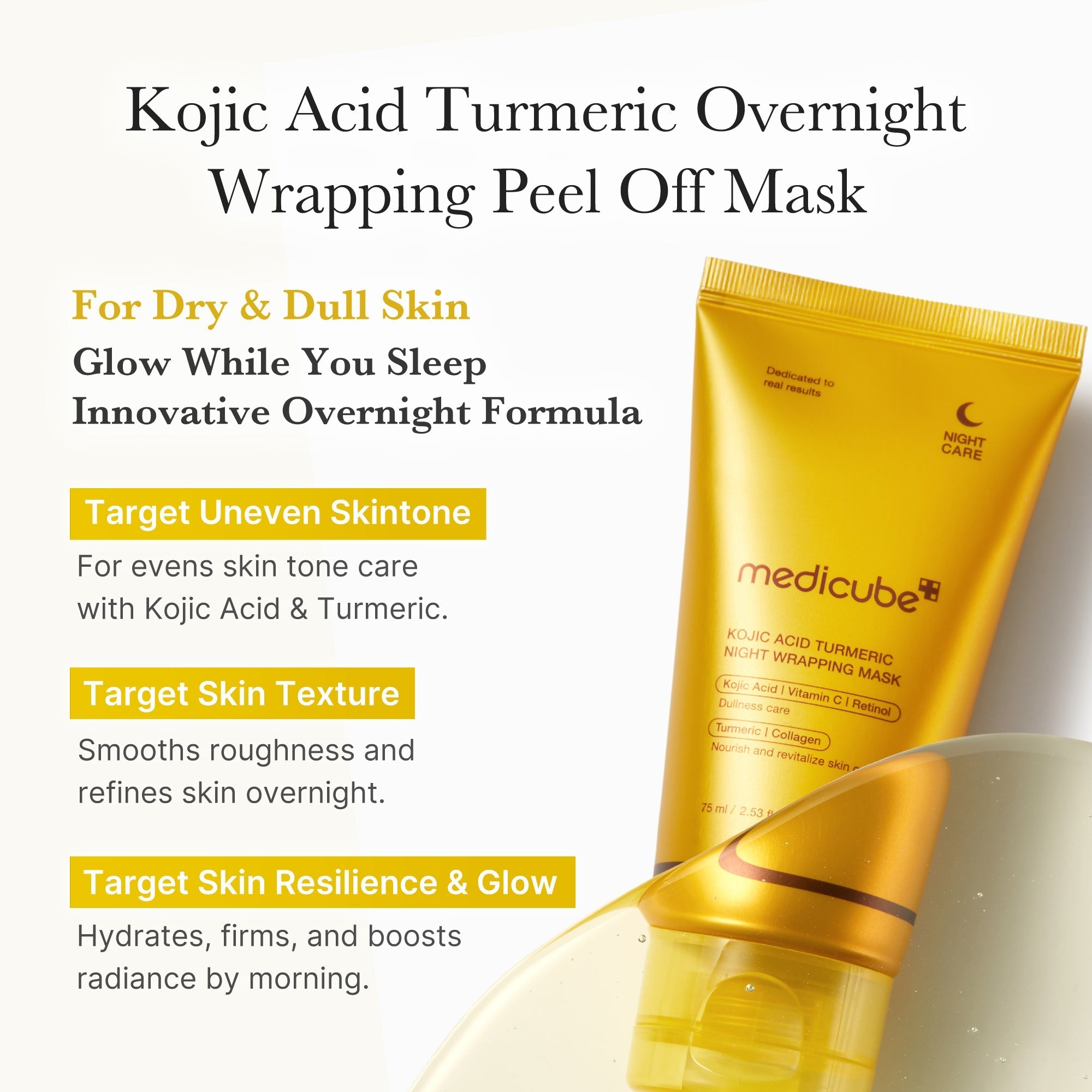 Masque Nuit Curcuma Kojique Réduit Acné & Taches Brunes