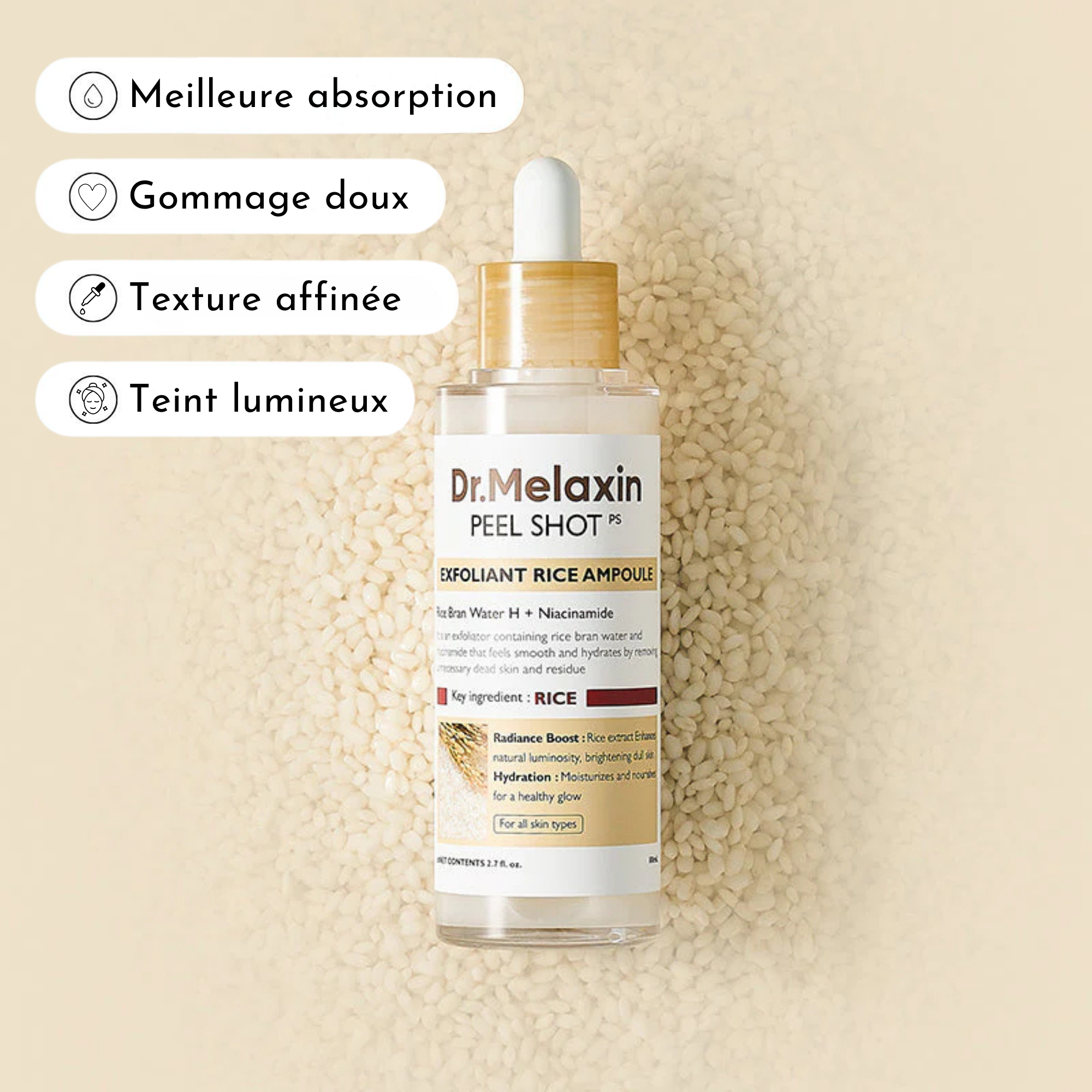 Peel Shot Glow White Rice Ampoule Élimine Peaux Mortes Et Illumine 30 Secondes